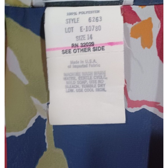 TEDDI OF CALIFORNIA Shirt Womens 14 Large Floral Hearts Blue Made In USA - Picture 3 of 4